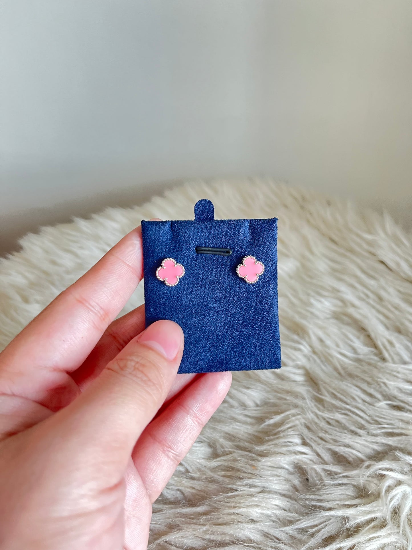 Alhambra Pink Agate Earrings