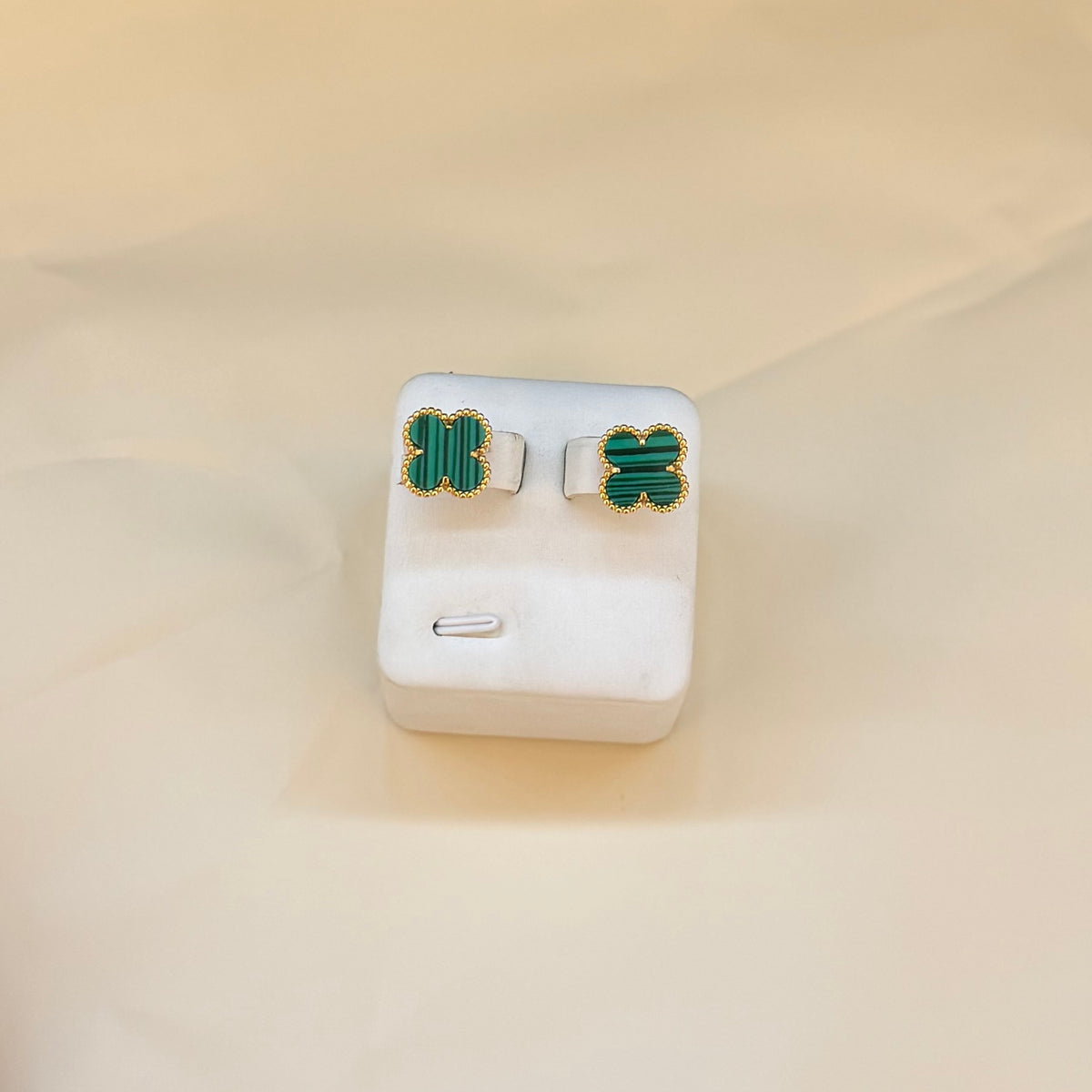 Clover Earring - Green Malachite size 15mm