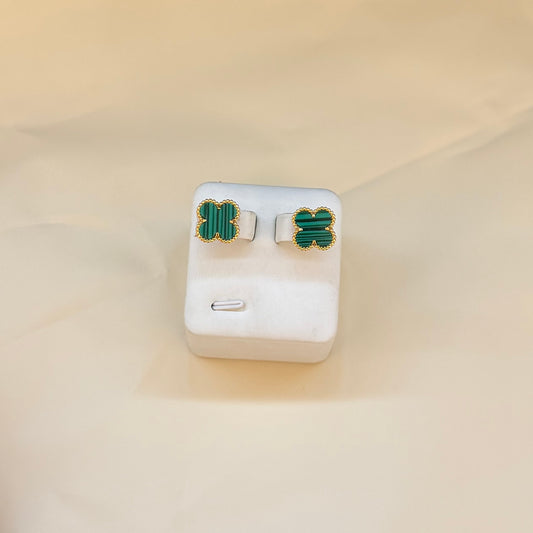 Clover Earring - Green Malachite size 15mm