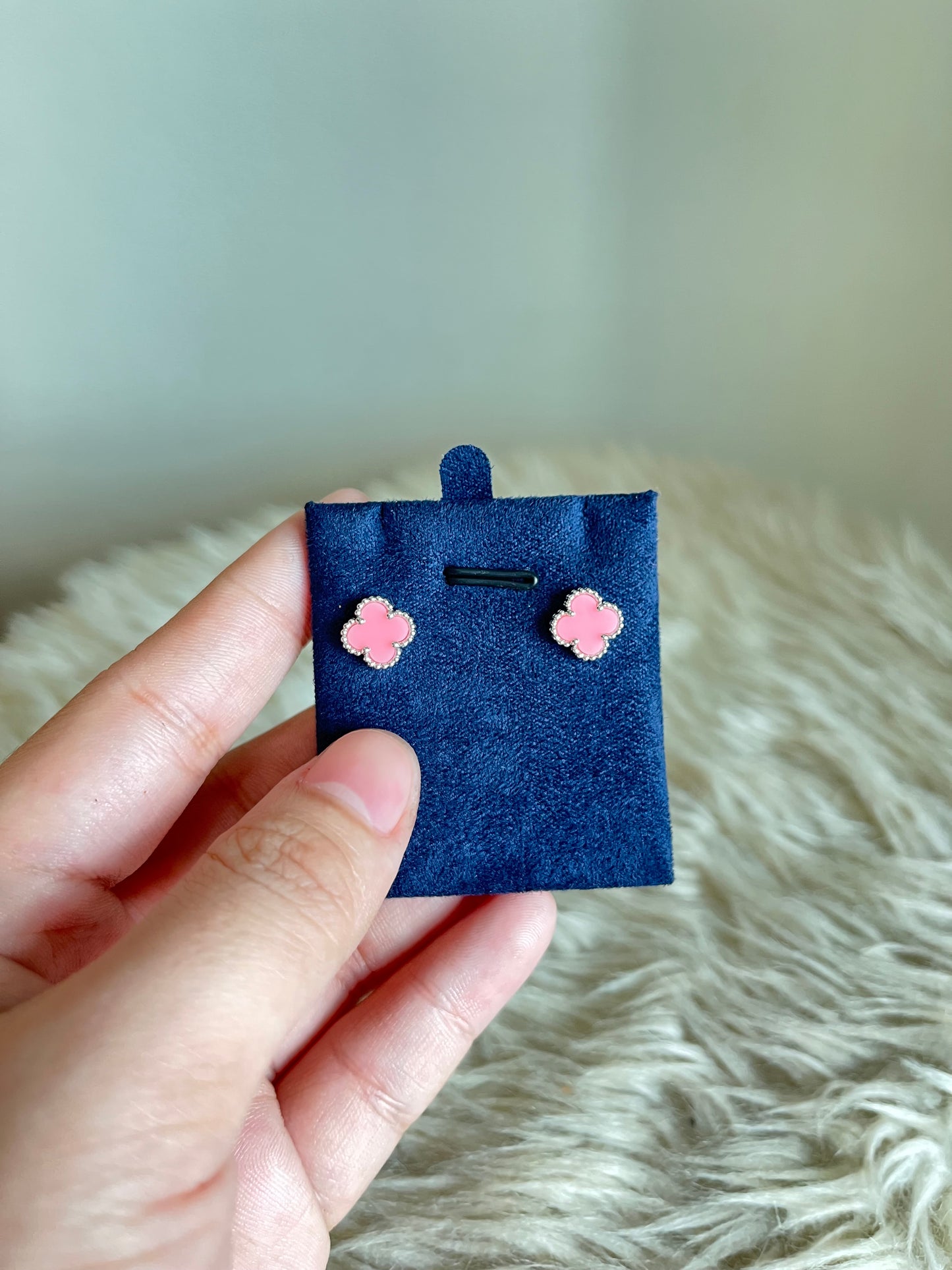 Alhambra Pink Agate Earrings